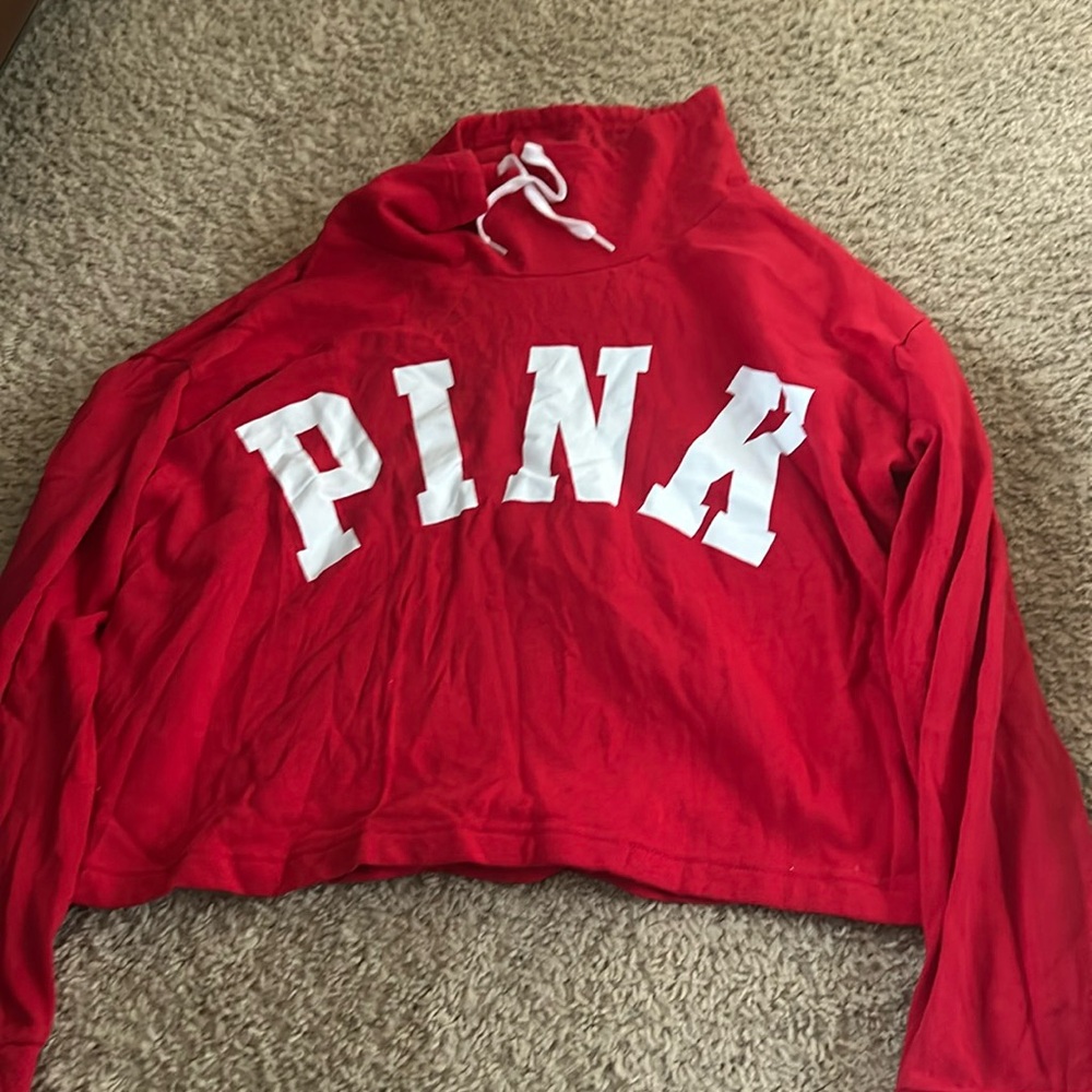 Pink crop top hoodie
